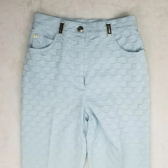 St John Turquoise Textured Logo "SJ" size 2 Pants - Picture 1 of 8